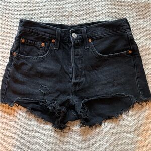 Levi's Black Frayed Jean Shorts